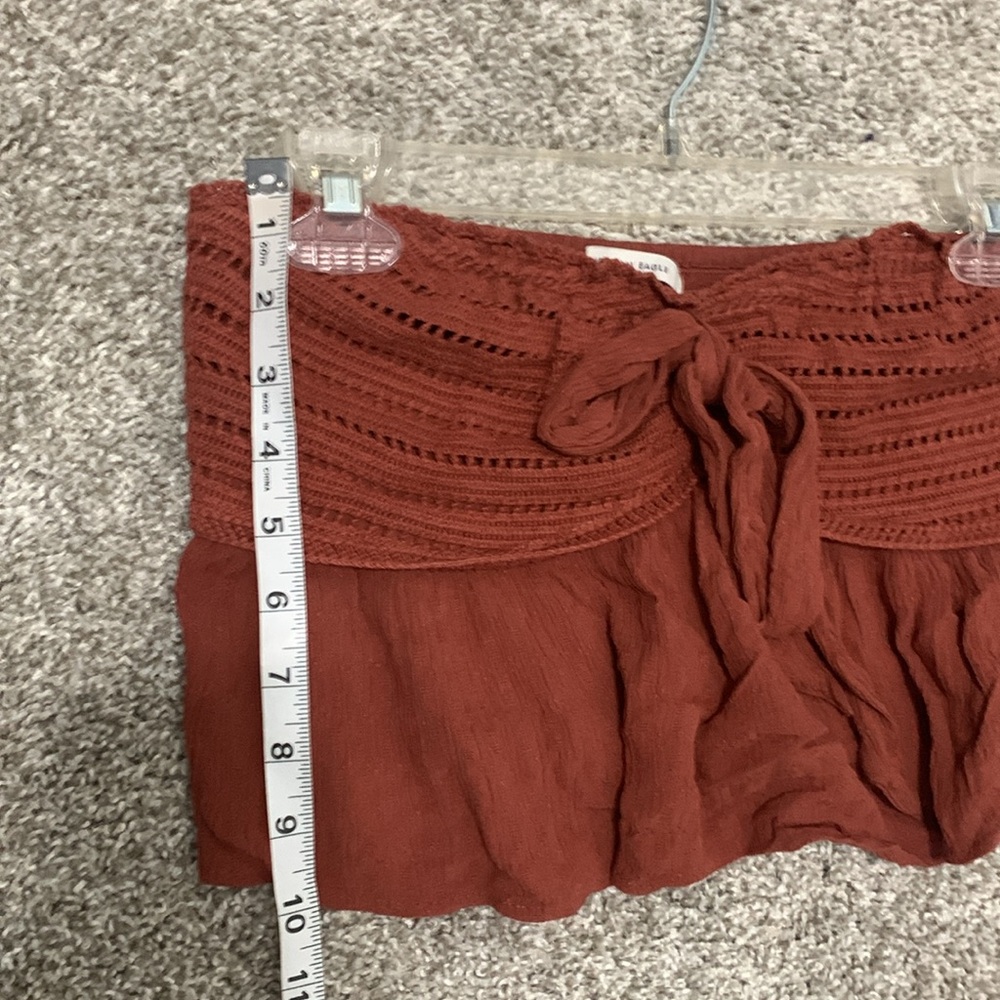 American Eagle Brown Knot Front Strapless Crop Top - Picture 4 of 6